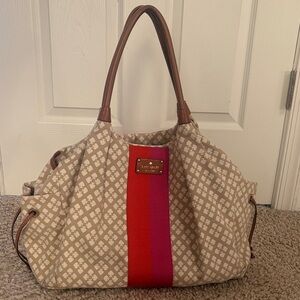 Kate Spade Tan and Pink Patterned Diaper Bag